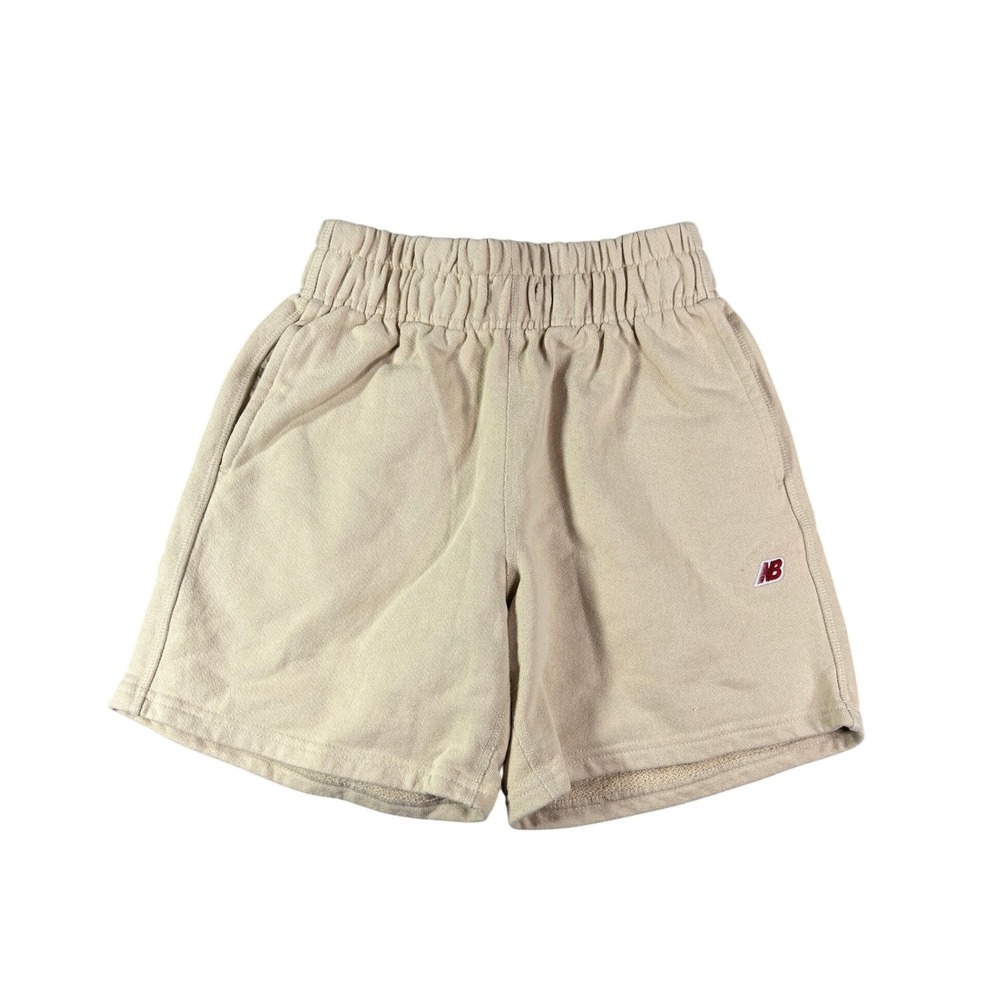 New Balance Made in USA Sweat Shorts Tan Beige Mens Small Embroidered Logo